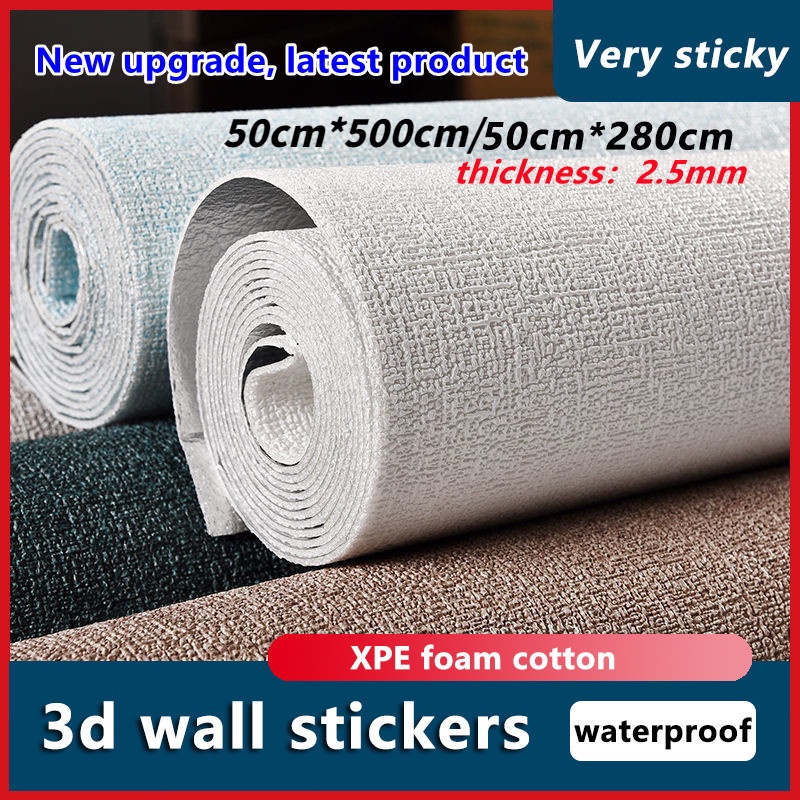 50x500ซม ลายผ้าลินิน วอลเปเปอร์ 3 มิติ วอลเปเปอร์สติ๊กเกอร์ครัว วอลเปเปอร์ สติ๊กเกอร์ ตกแต่งง่าย เคลือบ PVC คุณภาพสูง กันน้ำ กันความชื้น กันรา หลากสี ติดแน่น 3D wallpaper