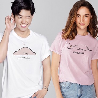 เสื้อผู้ชายเท่ เสื้อคู่วินเทจ ตุ๊กตาสัตว์กราฟิกแฟชั่นที unisex คอกลมเสื้อยืดสีขาว dkP เสื้อแฟชั่นผญ