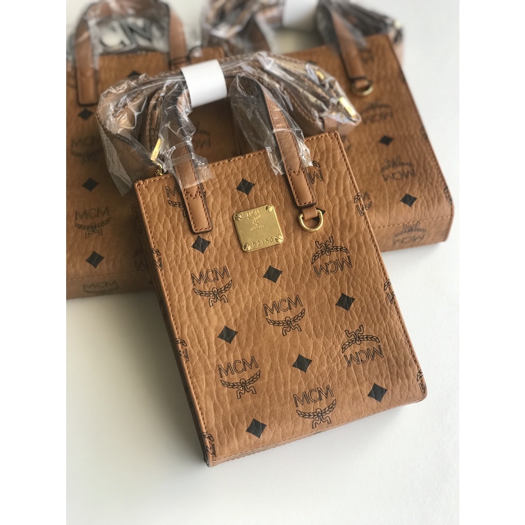 พร้อมส่งแท้💯Mcm X-Mini Klassik Tote in Visetos Cognac