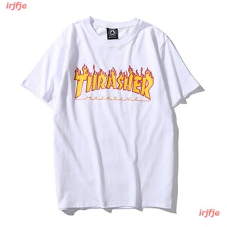 [พร้อมสต็อก] Thrasher ฝ้ายหลวมพิมพ์ใหม่คนรักแขนสั้นเสื้อยืด Z5Of ผู้ชาย เสื้อยืด ดพิมพ์ลาย ดผ้าเด้ง คอกลม cotton แฟชั่น