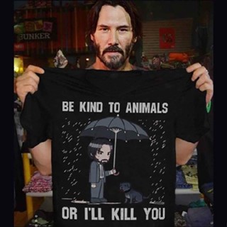 KL Keanu Reeves สไตล์เดียวกันสัตว์คุ้มครองสาธารณะสวัสดิการสาธารณะเสื้อยืดชายและหญิงคู่เสื้อยืดฤ TXy