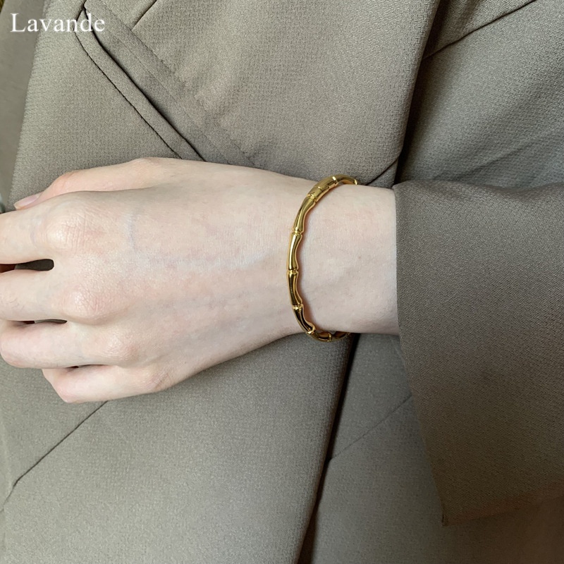 LAVANDE ไทเทเนียมเหล็กสร้อยข้อมือหัวเข็มขัดไม้ไผ่ไม่อบ Niche Design แฟชั่นอารมณ์ Retro สร้อยข้อมือหญิง 65XP ราคา ถูกที่สุด ดีลบีเคเค แกลเลอรีภาพที่ 3