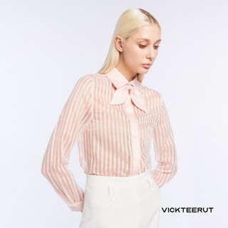 VICKTEERUT Re-Edition Long Sleeve Shirt with Detachable Bow เสื้อเชิ้ต แขนยาว ตกแต่งโบว์ถอดออกได้