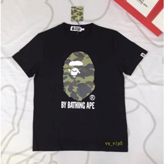 เสื้อสีขาว เสื้อเบลาส์ เสื้อผู้ชายเท่ - ชุดใหม่ญี่ปุ่น bape คอกลมผู้ชายผู้หญิงลําลองเสื้อยืดแขนสั้น