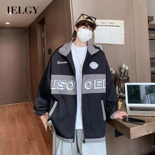 Ielgy เสื้อโค้ท มีซิป ทรงหลวม พลัสไซซ์ สําหรับผู้ชาย