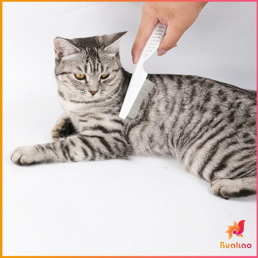 BUAKAO หวีสแตนเลส ด้ามจับพลาสติก สำหรับหวีขนสัตว์เลี้ยง Pet cleaning comb ราคา ถูกที่สุด ดีลบีเคเค แกลเลอรีภาพที่ 2