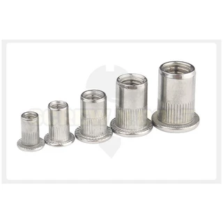 รีเวทนัท ขอบเรียบ สำหรับแผ่นบอร์ด สแตนเลส 304 เกลียวมิล หยาบ M3 M4 M5 M6 M8 M10 M12 / Flat Head Rivet Nut, SUS304