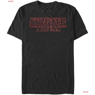 เสื้อยืดครอป สเตรนเจอร์ ธิงส์ เสื้อ Stranger Things Mens Neon Logo T-Shirt เสื้อยืด ผ้าระบายอากาศ เสื้อยืดเเฟชั่น