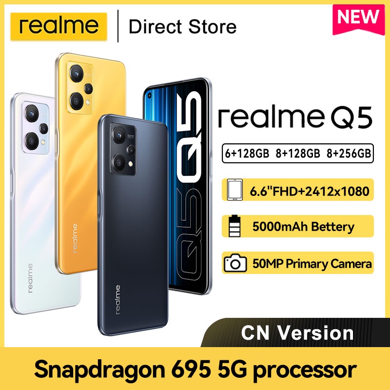 New Arrival realme Q5 5G Mobile Phone Snapdragon 695 Octa Core 6.6 inch 120Hz 5000mAh 60W Super Char