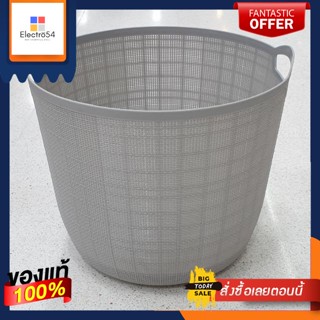 ตะกร้าผ้ากลมหูจับ เทาRound cloth basket with handles, gray