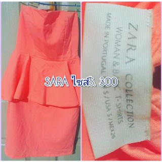 ZARA  ชุดเดรสเกาะอก สีชมพู ไซส์S.