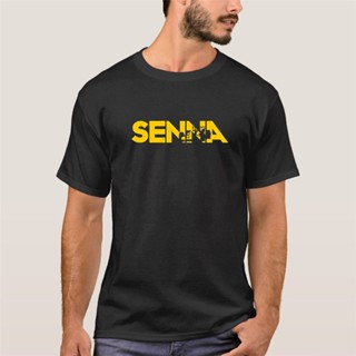 เสื้อคู่รัก - Ayrton Senna Race โลโก้วัยรุ่นเสื้อยืดสีดําคลาสสิก 2020 แขนสั้นผู้ชายฤดูร้อนใหม่ล่าสุ