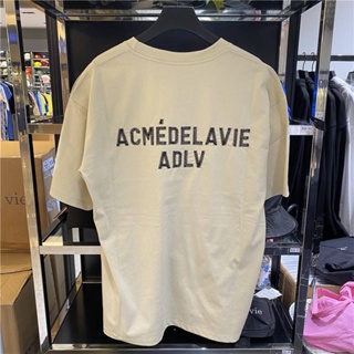 เสื้อยืดวินเทจ เสื้อตราหานคู่ [เรย์สต็อก] เกาหลี ADLV ชายและหญิงโลโก้ปักเสื้อยืดแขนสั้นขนาดใหญ่ (tA