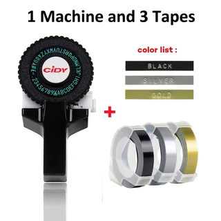 เทปฉลากพลาสติก PVC ลายนูน 9 มม. X3 ม. 3 ม้วน พร้อมเทปฉลาก 3D สําหรับเครื่องพิมพ์ MOTEX E101 1 ชิ้น