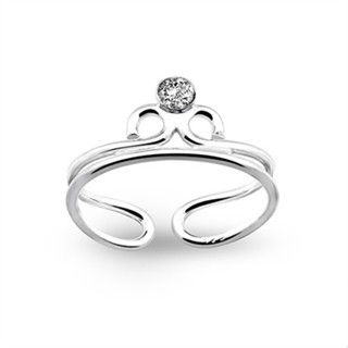 Silver thai Sterling Silver Single Crystal Adjustable Toe Ring แหวนนิ้วเท้าปรับระดับได้คริสตัลเดี่ยว