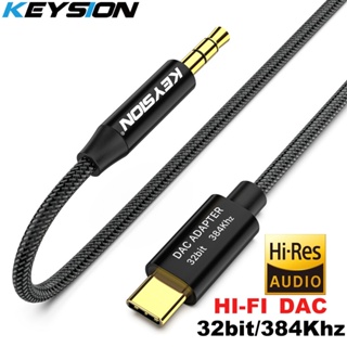 Keysion อะแดปเตอร์แปลงเสียงลําโพงดิจิทัล HIFI DAC USB Type C เป็น AUX ตัวผู้ 32bit 384kHz AUX สําหรับรถยนต์