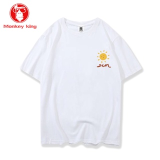 เสื้อยืดสีขาว - MONKEY KING ACS372-M COD เสื้อยืด unisex สําหรับผู้ชายพิมพ์กราฟิกขนาดใหญ่ด้านบนในกา