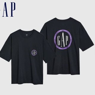 เสื้อยืดแขนสั้น ผ้าฝ้าย พิมพ์ลายโลโก้ Gap สําหรับผู้ชาย