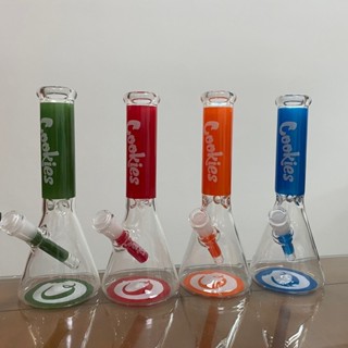 บ้องแก้ว Cookies 4สี 9นิ้ว ปาก 14มม ตกแต่งสวยงาม
