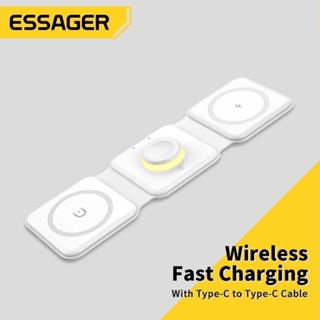 Essager 3 in 1 Magnetic 15W Qi Wireless Charger Foldable Charger Stand For iPhone 13 14 /Airpod /iWatch 7 6 Xiaomi Fast