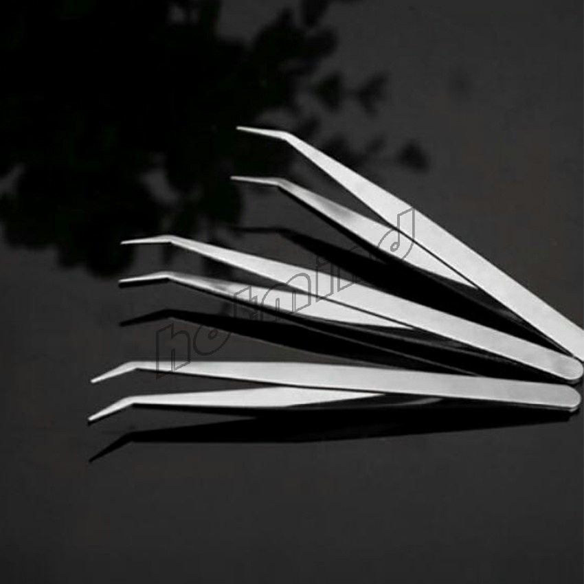 HD คีบหนีบสแตนเลส คีมหนีบอเนกประสงค์ มี 2 แบบ ปากคีบงอ ปากคีบแหลม Stainless steel tweezers