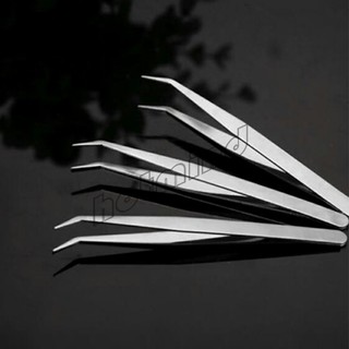 HD คีบหนีบสแตนเลส คีมหนีบอเนกประสงค์ มี 2 แบบ ปากคีบงอ ปากคีบแหลม  Stainless steel tweezers