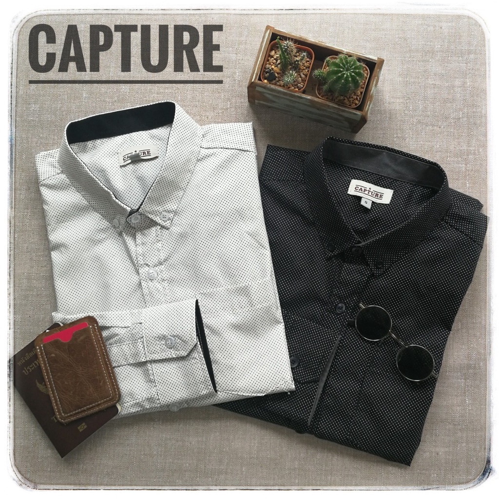 เสื้อเชิ้ตแขนยาว คอปก ผ้า Cotton100% ลายจุดไข่ปลา มีถึงไซส์ 4XL