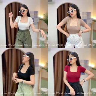 🔥Java wa shop 🔥(A33)บอดี้สูท คอเหลี่ยมแขนสั้น ‼️เป้าแกะได้ กระดุมแป๊ก‼️ แขนสั้นแช่บๆ ♥️Bodysuit♥️