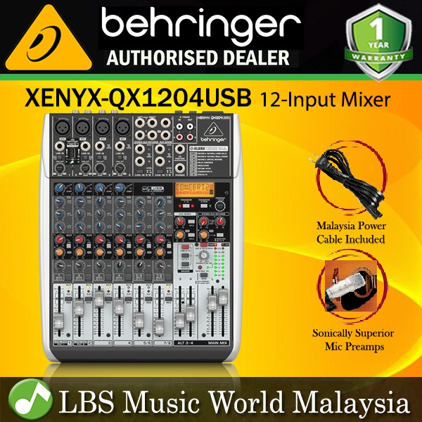 Behringer XENYX-QX1204USB Premium 12 Input Portable Mixer อินเทอร์เฟซเสียง USB (QX1204USB)