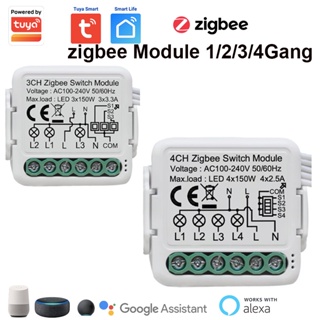 Tuya โมดูลสวิตช์ Zigbee อัจฉริยะ 1/2/3/4 Gang ไร้สาย Zigbee สวิตช์เบรกเกอร์ Zigbee ทํางานร่วมกับ Tuya Smart Life App Alexa Google Home