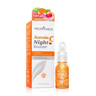 Provamed Acerola C Night Booster โปรวาเมด เซรั่ม บำรุงผิว เข้มข้น สูตรกลางคืน จุดด่างดำดูจางลง ขนาด 15 ml 17536