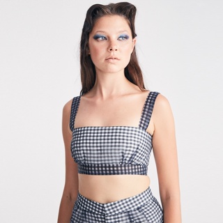 VICKTEERUT Gingham Organza Cropped Top เสื้อตัวสั้น ลายตาราง ผ้าออร์แกนซา