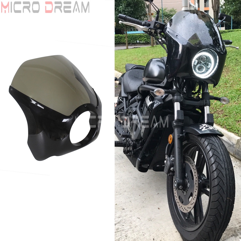 5.75 '' Motorcycle Headlight Fairing Cover ABS Smoke Windshield for Harley Softail Fat Boy Sportster xl883 xl120