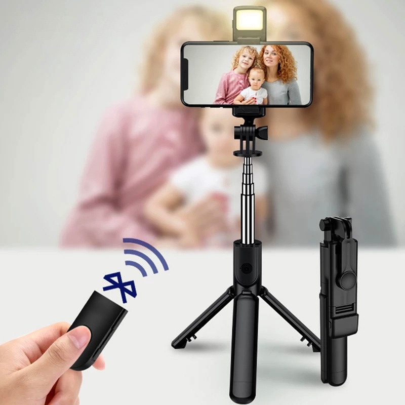 Wireless Bluetooth-compatible Selfie Stick Foldable Tripod Monopod For iPhone For Android Live Tripo
