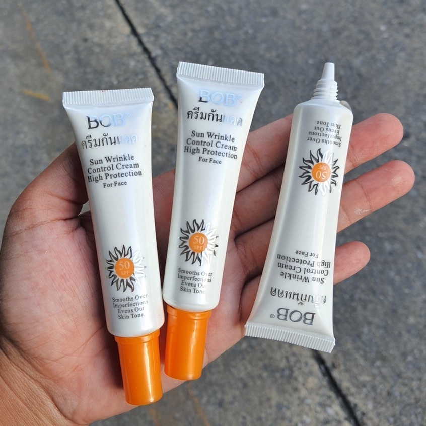 ซื้อ ☀️ครีมกันแดดBOBหลอดขาว spf50 ปรับสีผิว เนื้อเนียน เกลี่ยง่าย ขนาด25กรัม