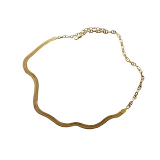 Middle M Jewelry สร้อยคอโซ่เงินแท้ รุ่น 1114 Contrast Chain สีทอง
