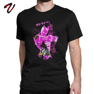 เสื้อยืด cartoonKiller Queen T Shirts Men Jjba Jojo Bizarre Adventure Streetwear Anime Clothes Novelty T-Shirt Birthday