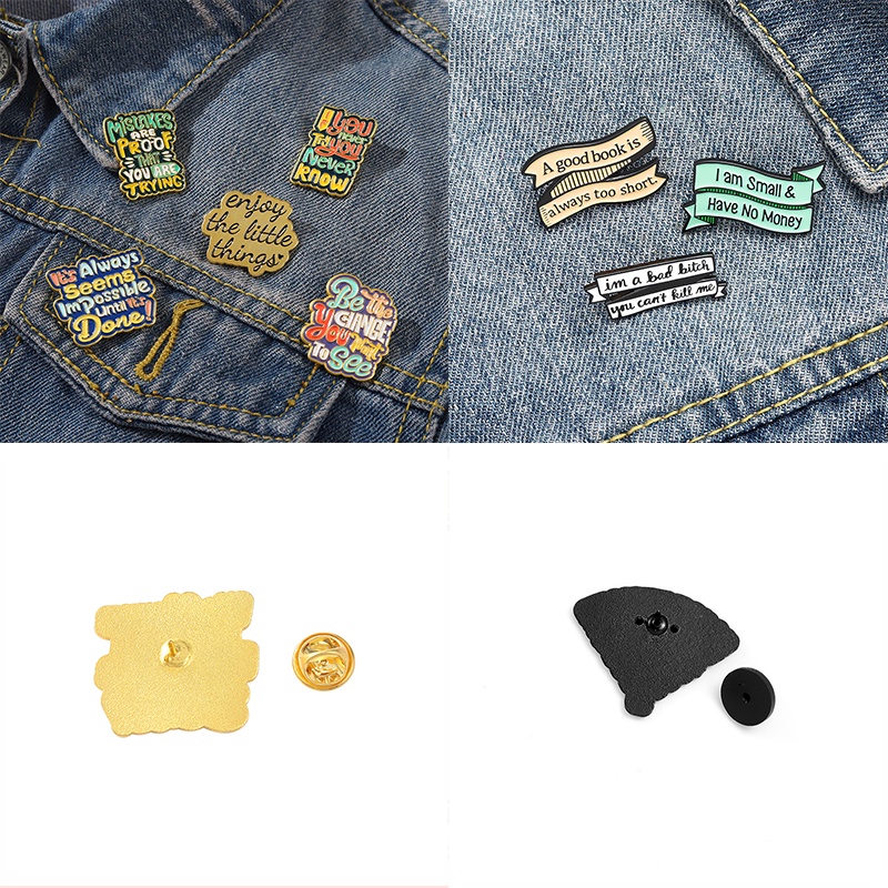 ป้ายแบนเนอร์คําคมตลก I Am Beautiful Enamel Pins ที่มีสีสันแบนเนอร์เข็มกลัด Inspiring เครื่องประดับสําหรับกระเป๋าเป้สะพายหลังเสื้อผ้าของขวัญ