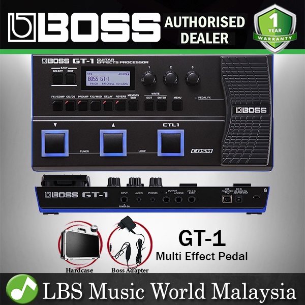 Boss GT-1 Guitar Multi Effect Pedal Processor พร้อม Hard Case และ Adapter (GT1 GT 1)