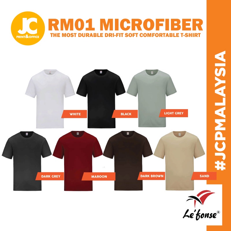 JCP x LEFONSE เสื้อยืด Microfiber Dri-Fit ทนทานที่สุด RM01 เสื้อยืดชุดกีฬา Unisex Baju Koshang - RM0