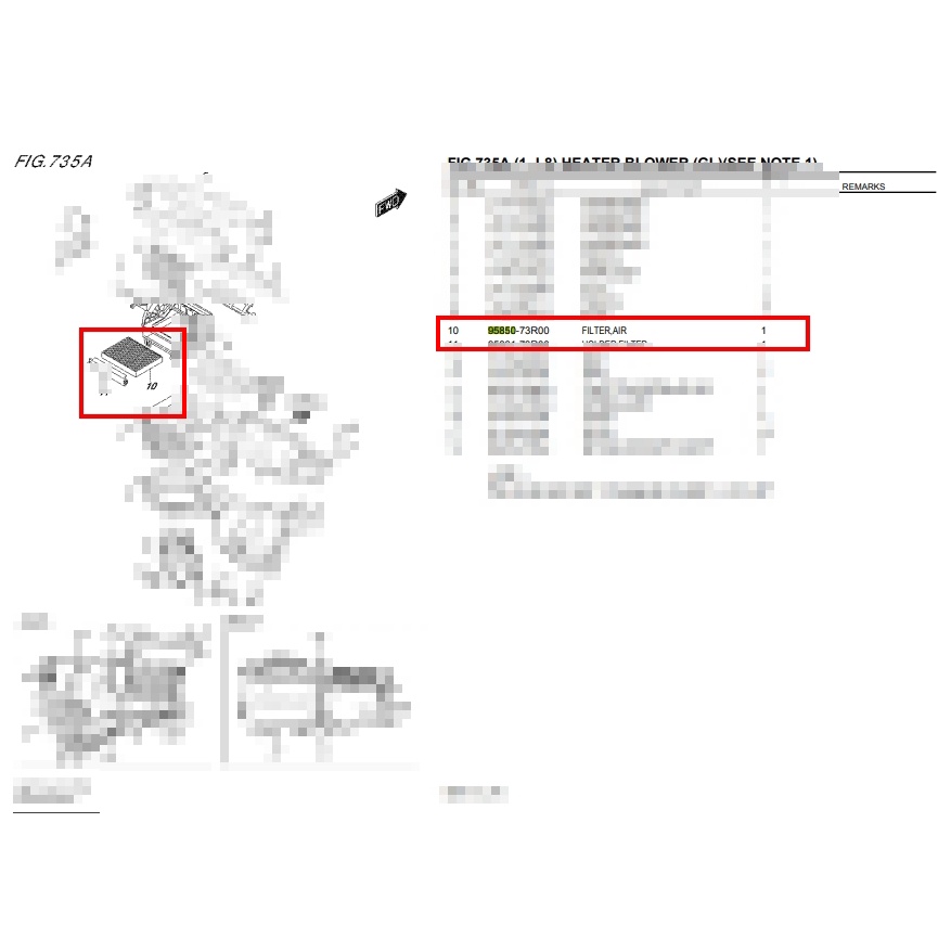 ไส้กรองอากาศแอร์ (95850-73R00-000) SUZUKI Ertiga all new & XL-7 - รูปที่ 4