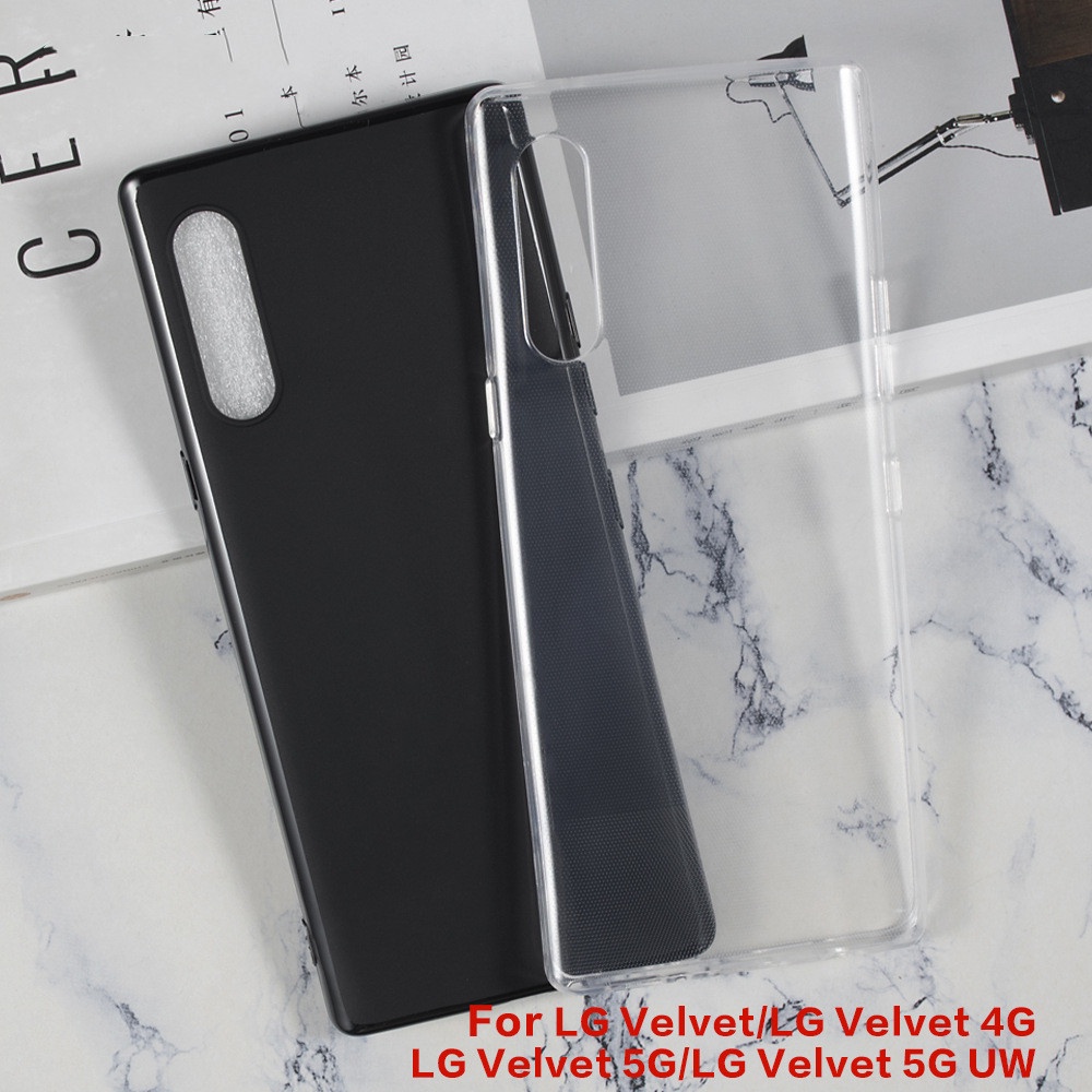 เคสโทรศัพท์มือถือ ซิลิโคนนิ่ม TPU ใส สีดํา สําหรับ LG Velvet Velvet 4G Velvet 5G/5G UW