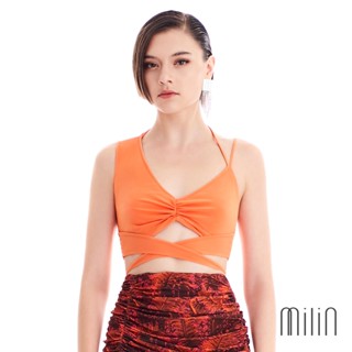 [MILIN] Alder Top เสื้อครอปแต่งรูด พร้อมสายไขว้หน้าและผูกด้านหลัง Ruched cropped top  with wrap tie back