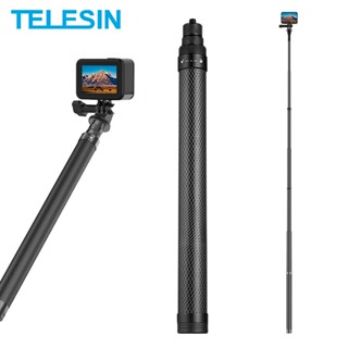 TELESIN 116cm Carbon Fiber Monopod Selfie Stick Extendable With 1/4 Screw For GoPro Hero 10 9 8 7 6 Insta360 Osmo Action