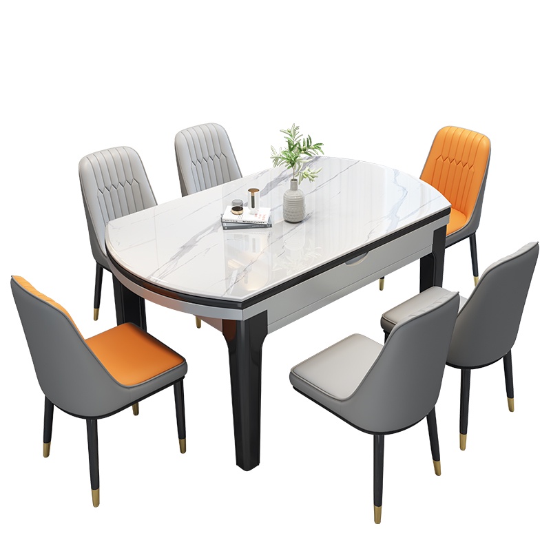 BAIERDI MALL โต๊ะหินชนวนสว่างสดใส ทันสมัยเรียบง่ายหรูหรา โต๊ะรับประทานอาหารในอพาร์ทเม้นท์ คอนโดและบ้านขนาดเล็ก โต๊ะพับยืดสไลด