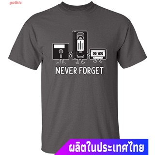 เสื้อยืดแขนสั้น Never Forget Retro Vintage Cassette Tape Graphic Novelty Unisex Funny T Shirt Popular T-shirts