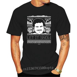 เสื้อยืดสีขาวผู้ชาย - 2022 ผู้ชายเสื้อยืด Pablo Escobar ปล่อยให้หิมะคริสต์มาสเสื้อยืดพิมพ์เต็มหน้าห