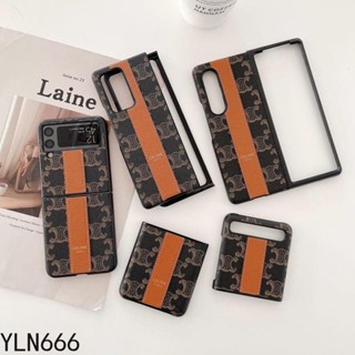 เคสป้องกันโทรศัพท์มือถือหนัง PU PC และ PC หรูหรา สําหรับ Samsung Galaxy Z Flip3 5G ZFold 2 3 4 Z Flip4 Z Flip 2 1