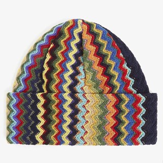 พร้อมส่ง หมวก MISSONI Zig-zag-print folded-brim wool beanie hat