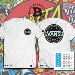 เสื้อตราหานคู่ เสื้อคู่วินเทจ เสื้อยืดสีขาวผู้ชาย - $#$Vans ปิดกําแพงเซาท์บีช Tshirt สําหรับผู้ชาย